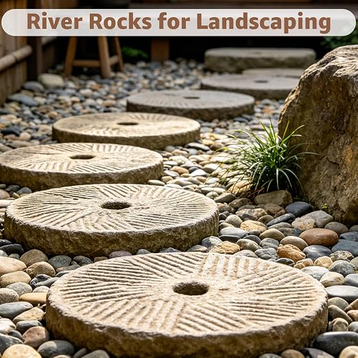 10lbs Natural Large River Rocks, 2''-3''Decorative Stones, Aquarium Pebbles | Water-Washed Natural Finish, Hand-Picked, for Plants, Fish Tank, Garden, Paving, Fountain, Walkways and Outdoor Landscaping