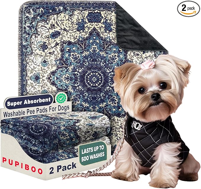 PUPIBOO Washable Pee Pads for Dogs and Cats - Super Absorbent Reusable Puppy Training Pads - 100% Waterproof, Leak-Proof & Non-Slip Whelping Pads for Pet Housebreaking