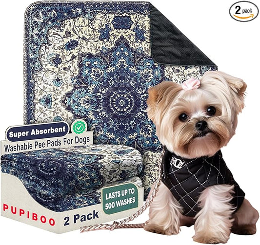 PUPIBOO Washable Pee Pads for Dogs and Cats - Super Absorbent Reusable Puppy Training Pads - 100% Waterproof, Leak-Proof & Non-Slip Whelping Pads for Pet Housebreaking