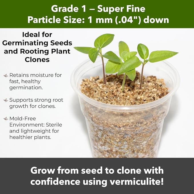 Organic Superfine Vermiculite for Indoor Gardening Plants and Mushrooms – Enhances Soil Aeration, Seed Germination, Rooting Cuttings – Small Packages and Bulk (Vermiculite Grade 1 - Superfine, 3 qts)