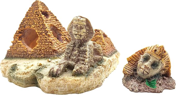 M2cbridge Aquarium Decor Castle Shipwreck Ornament Underwater Landscape(Egyptian Pyramid + Pharaoh)