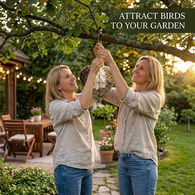 Handmade Alpaca Fiber Bird Nesting Heart, Bird Nesting Material Holder for Hummingbirds and Wild Birds, Garden Art Birdhouse, Decorative Outdoor Installation for Bird Enthusiasts and Nature Lovers