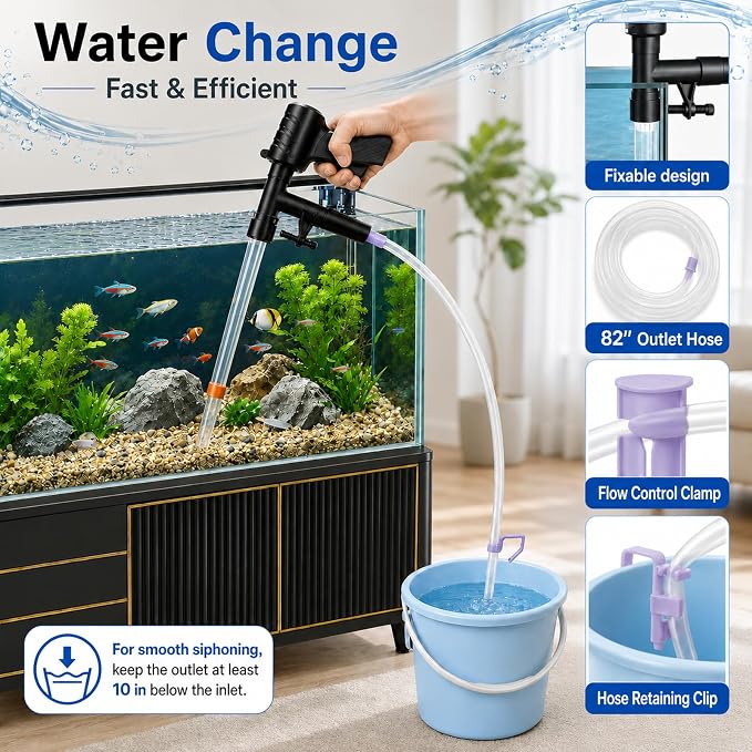 Fish Tank Cleaner Kit, Gravel Vacuum for Aquarium, Aquarium Vacuum & Siphon, Fish Tank Cleaning Kit, Aquarium Vacuum Gravel Cleaner