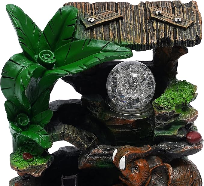 Indoor Fountain Rockery Tabletop Fountain with an Tree Elaxation | Water Feature Meditation Desktop Fountains for Home Office Decor or Giving 7.87' x 5.9'' x 10.23'' with LED Light