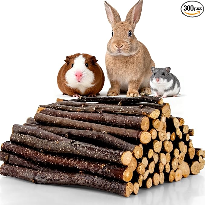Sukh Natural Organic Apple Sticks - 300g Apple Sticks for Rabbits,Hamster Chew Stick for Hams Rabbit Bunny Gerbil Guinea Pig Squirrel Chinchilla,Small Animal Chew Sticks