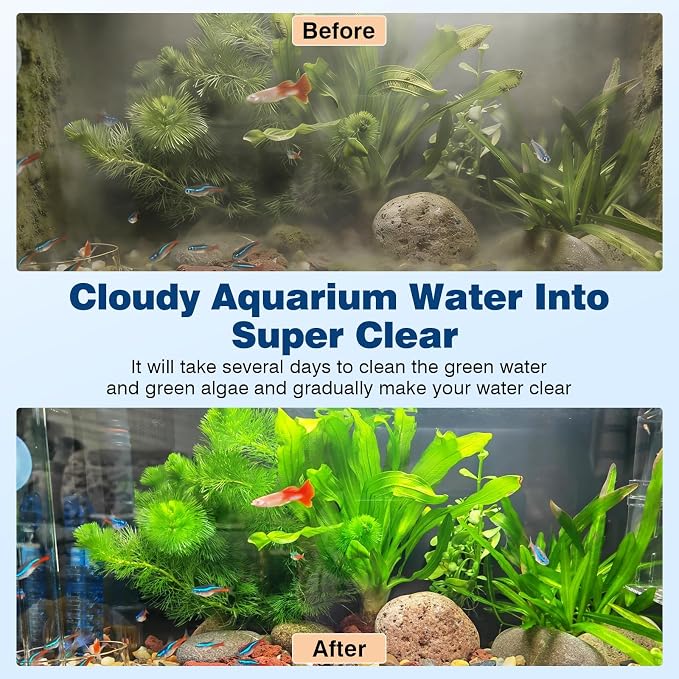 hygger 7W Aquarium U-V Light with Timer, 360° Protective Shield Clean Lamp for Green Water & Algae, Amphibian Small U-V Light for 30-130 Gal Freshwater & Saltwater Fish Tanks