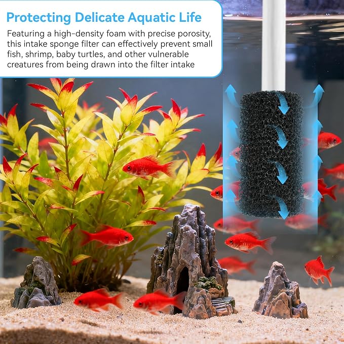 Prefilter Sponge for Fluval AC20/AC30/AC50 Filter, Aquarium Intake Sponges | Edge Prefilter Sponge Intake Strainer Cover for Freshwater Saltwater Aquariums Small Fish Shrimp Fry Fish, 6 pcs