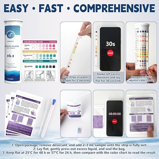 All-New 23 in 1 Drinking Water Testing Kit 158 Strips,Well Water Testing Kit & Water Test Strip for House Water for Hardness，Chlorine,Copper,Iron,Lead,pH and More