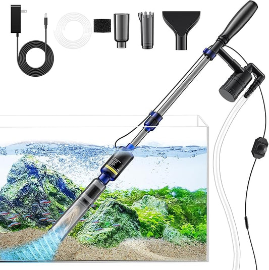 Mildhug Fish Tank Cleaner - Aquarium Gravel Cleaner, 530GPH/32W Electric Fish Tank Cleaning Tools, Adjustable Water Flow Aquarium Cleaner Kit, Turtle Tank Gravel Vacuum for Wash Sand, Water Changing