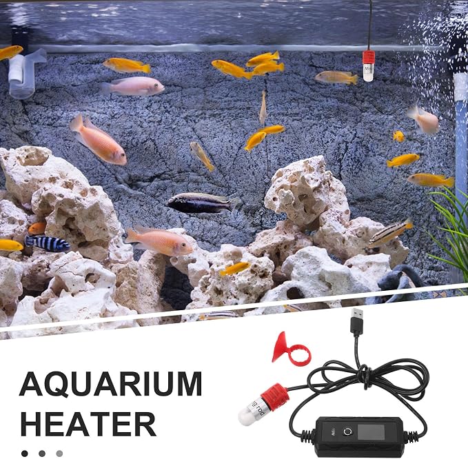 NUOBESTY Betta Fish Tank Heater Robust and Lasting with Adjustable Quartz Tube and Dual Temperature Display, Mini Aquarium Heater for 4l Tropical Fish and Turtle Habitats