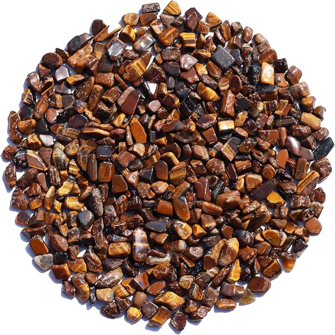 QYGL Tiger’s Eye Crystal Pebbles – 0.9LB Natural Tumbled Gemstones Bulk | Decorative Polished Stones for Vase Filler, Fish Tank Gravel, DIY Crafts, Plant Pots & Home Decor