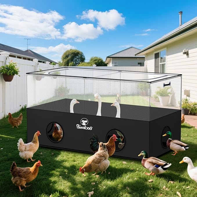 Pawaboo Small Animal Playpen, Foldable Pet Playpen Cage Tent for Puppy Kitten Guinea Pig Rabbit Chicken Hamster Indoor Outdoor Use, Pet Fence with Breathable Mesh Wall and Bottom, Black