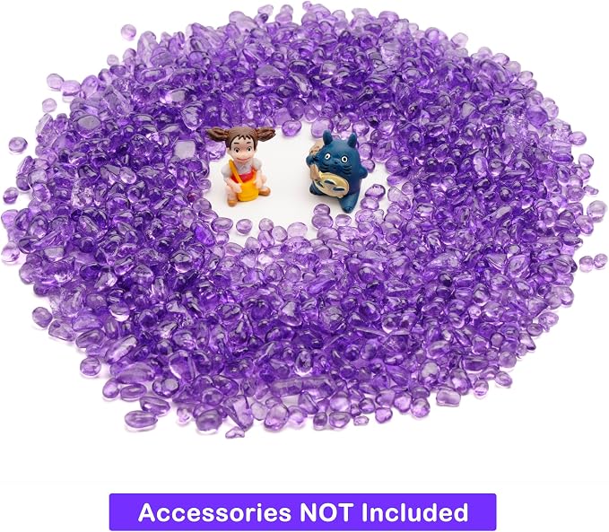 WAYBER 1 Pound Tumbled Sea Glass Pebbles Decorative Glass Stones, Purple | Vivid Long-Lasting Hues, Lustrous Polished Finish, Non-Toxic Material, Ideal for DIY Crafts & Home Decorations