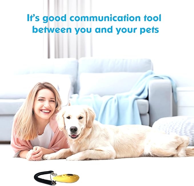 BONSO Dog Training Clicker with Adjustable Wrist Strap - Positive Reinforcement Pet Training Clicker for Dogs, Cats, and Puppies (Yellow)