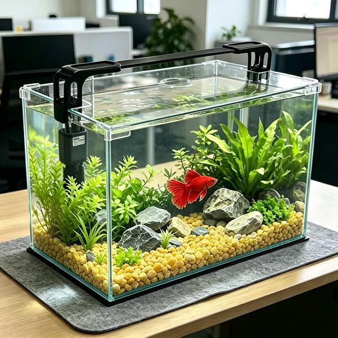 Vimvins 10 Gallon Glass Fish Tank, Easy to Maintain Small Aquarium for Betta/Shrimp and Aquatic Planting.