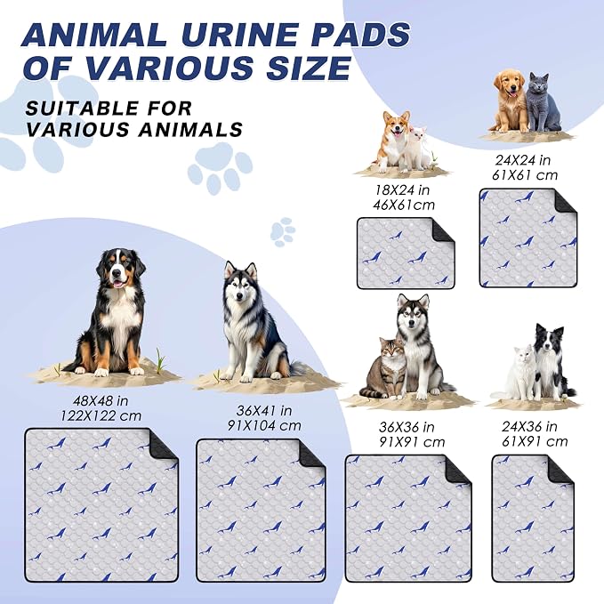 WanpeeGoo Washable Pee Pads for Dogs, 2 Pack Reusable Puppy Pads, Super Absorbent & Leakproof Dog Pads, Anti-Slip Dog Pee Pads for Puppy Training & Incontinence, Dolphin Pattern 32"x52"