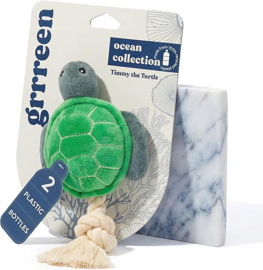 Dog Toys | Plush Turtle Stuffed Animal for Dogs | Eco Friendly Medium Dog Toy