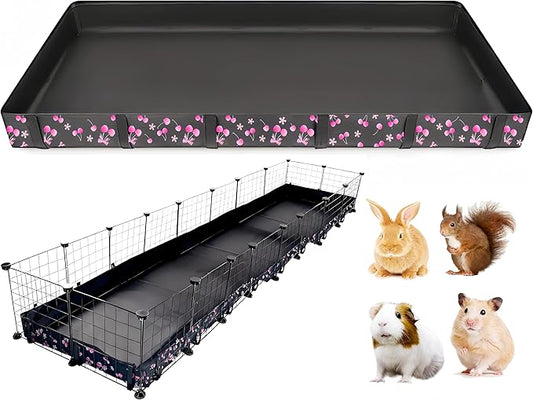 DZWLKJ Guinea Pig Cage Liner,Washable Tarp Bottom Base,Cherry Graphic,24"x96", Reusable for Rabbit, Chinchilla, Hedgehog, Ferret & Other Small Animals.
