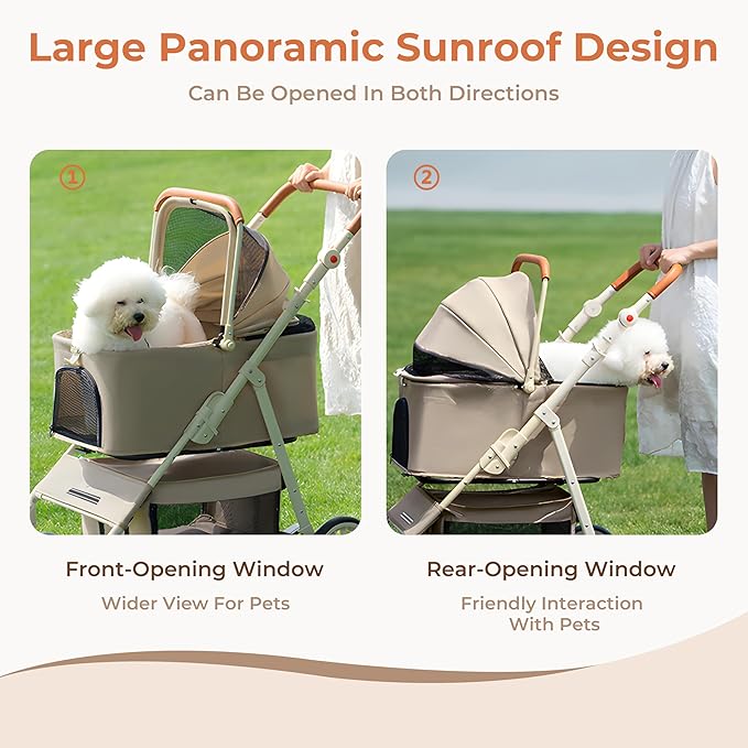 Dog Cat Stroller for Small & Medium Pets up to 55 lbs, Foldable Pet Stroller with Detachable Carrier, 4 Swivel Wheels, Adjustable Handle & Canopy
