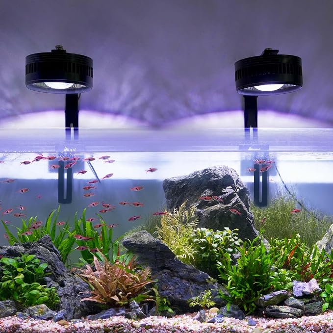 AQQA Aquarium Clip-On Stream Light with Controller, LED Fish Tank Light | with 3 Modes (White/RGB/Full Spectrum), Timer & 6 Brightness Levels, Adjustable Clamp for Freshwater Plants Fish Tanks 35W