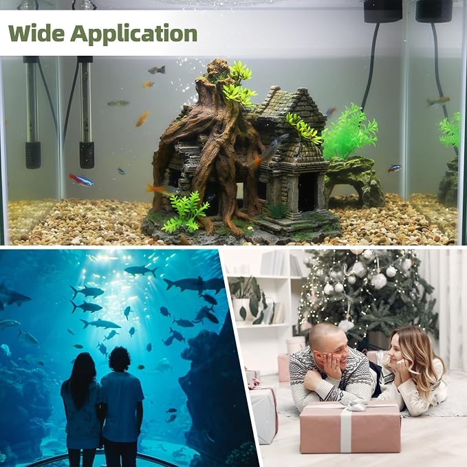Resin Fish Tank Decoration, 9.1 in Large Aquarium Decoration, Fish Hiding Cave with Ancient Stone Texture, Aquarium Tree Root Ornament, Safe for Salt & Freshwater Fish Tank