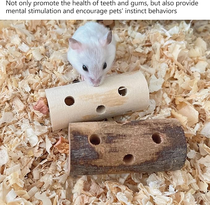 Apple Wood Small Animals Chew Sticks, Naturally Apple Sticks, Guinea Pig & Rabbit Chew, 3 Pack Teething Toys for Rabbits, Guinea Pigs, Hamsters with Bark