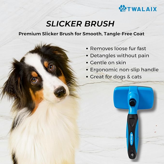 8 in 1 Pet Grooming Kit for Dogs & Cats – Deshedding Brush, Undercoat Rake, Slicker Brush, Nail Clipper, Scissors & Bath Brush for All Coat Types
