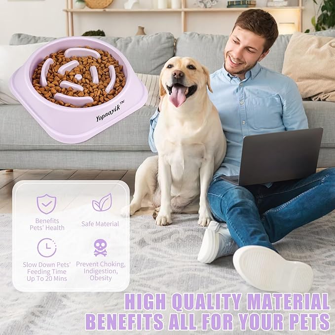 Yopnoyik Slow Feeder Dog Bowls for Healthy Eating, Non-Slip and Anti-Choking Design, Reduces Bloating & Overeating for Large Dogs, Easy to Clean