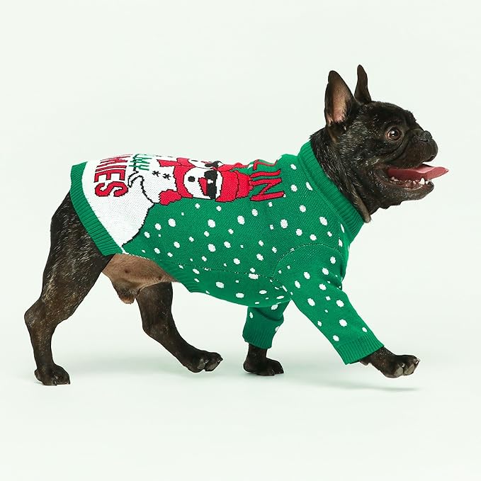 Fitwarm Chillin with My Snowmies Dog Ugly Christmas Sweater, Winter Dog Clothes for Small Dogs Girl Boy, Pet Holiday Sweatshirt, Xmas Snowman Outfit, Green, Red, White, XS