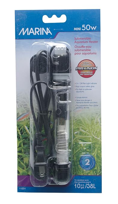 Marina Submersible Heater for Aquarium, Mini, 50-watt
