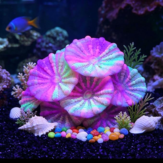 ZtohPyo Aquarium Glowing Silicone Musfroom Coral Ornament for Fish Tank Landscape Decoration, Artificial Glow in The Dark Soft Aquarium Plant for Aquarium Decor Accessories