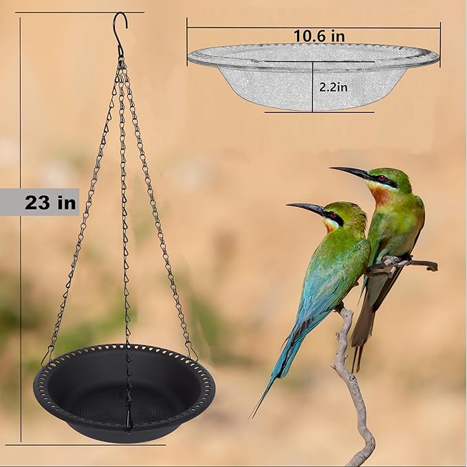 Hanging Bird Feeder Tray 10inch for Garden Yard Outside, Black