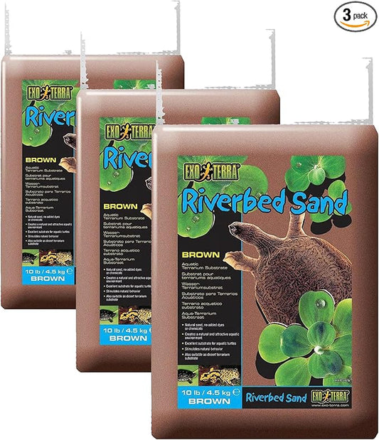 Exo Terra Riverbed Sand, 10-Pounds - Real Riverbed Sand with No Added Dyes or Chemicals (Pack of 3)