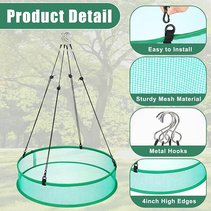3 Pcs Bird Seed Catcher Tray for Outdoor Feeders 20" Diameter x 4" High Hanging Bird Feeder Trays to Catch Seed Catcher Spill Guard Platform Outdoor Garden Accessories(Green)