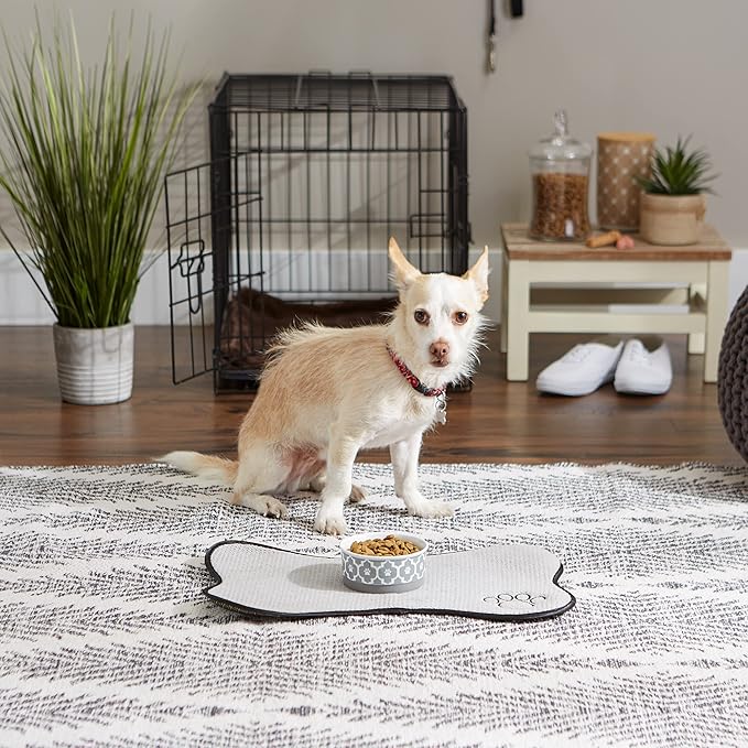 Bone Dry Lattice Collection Pet Bowl & Canister, Single Dish, Small 4.25x2", Gray