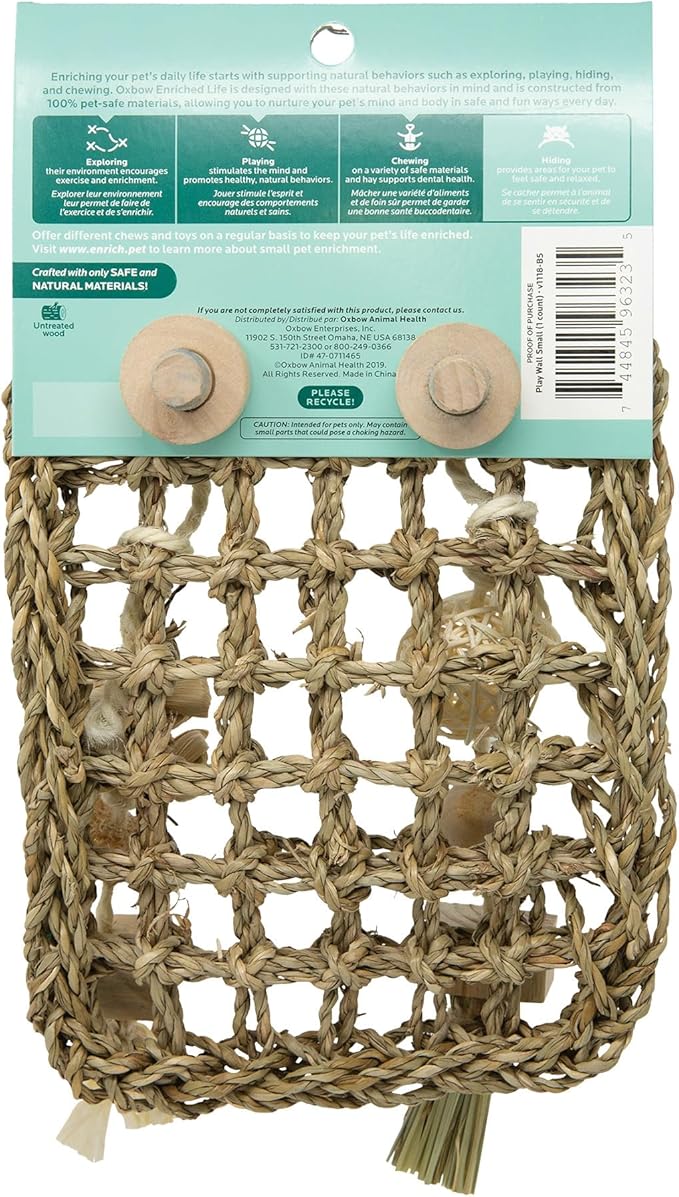 Oxbow Enriched Life Play Wall, Rabbit & Guinea Pig Toy, Enrichment for Bunny, Guinea Pig, Hamster, Rabbit, Chinchilla, Rat, Chinchilla Cage Accessories, Bunny Accessories for Cage, Small
