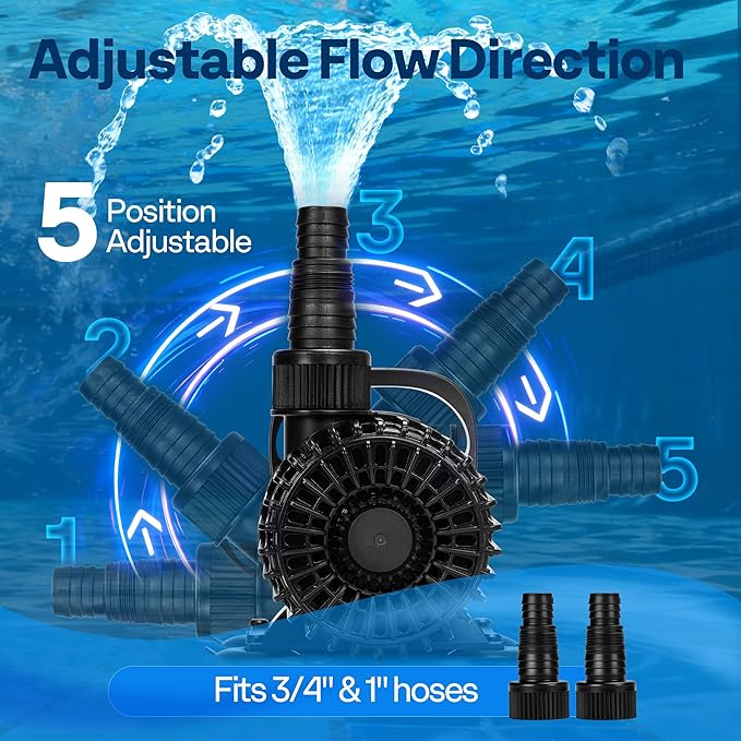VIVOHOME Electric 62W 1100GPH Submersible Water Pump for Koi Pond Pool Waterfall Fountains Fish Tank and Aquarium