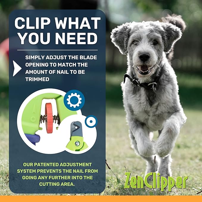 Zen Clipper Precise Safer Pet Nail Trimmer - Fully Adjustable Pet Nail Clipper for Dogs and Cats - Clips only The Amount of Nail You Chose Quick, Clean and Quiet Cut - Patented (Junior)