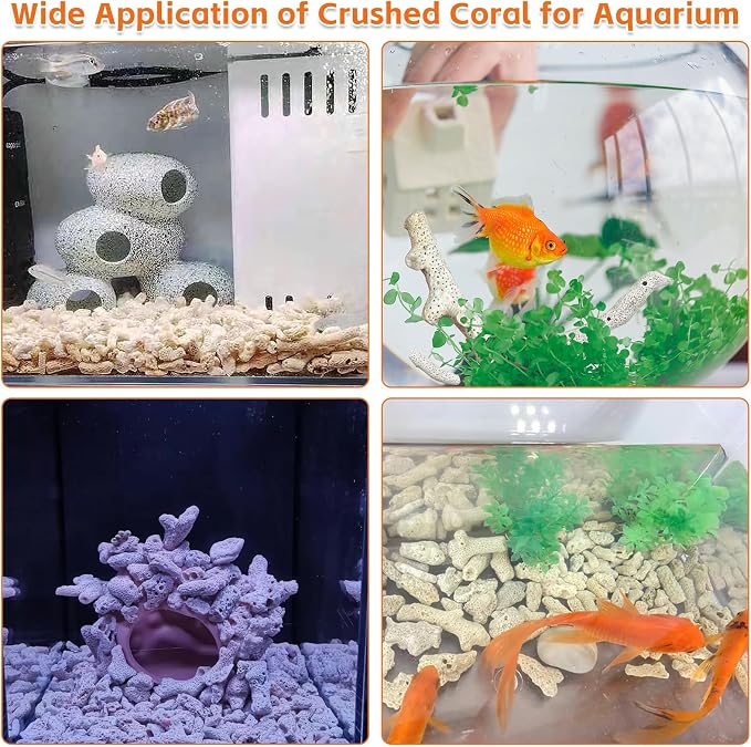 kathson 2.2lb Crushed Coral for Aquarium Crushed Coral for Freshwater Aquarium Corals for Fish Tank to Raise ph Filter Media for Fish Tank with Mesh Bag for Fish Tank Filter Media Decorations
