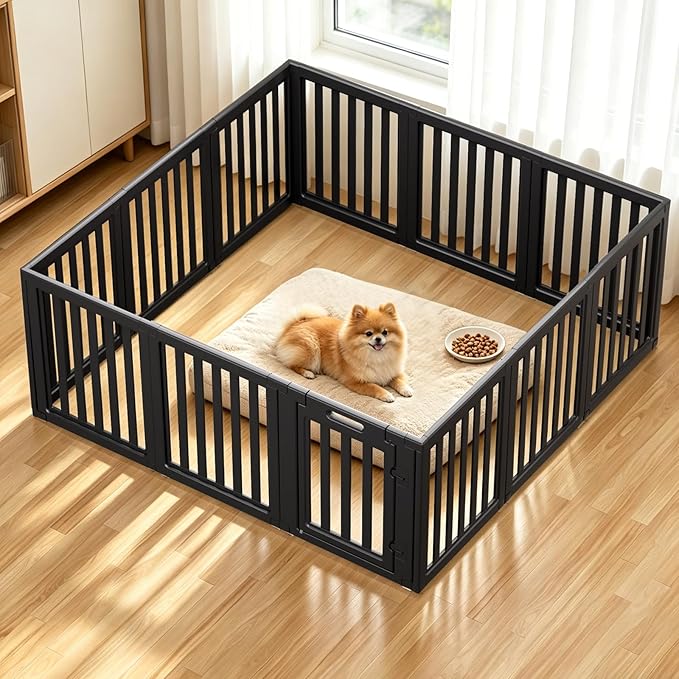 Dog Playpen, Clear Dog Pen, Dog Pen Indoor, Easy to Install and Remove Dog Play Pen, Puppy Playpen Suitable for Dogs, Cats,Dog Playpen Indoor (Black, 23.6 inch Height, 12 Panels)