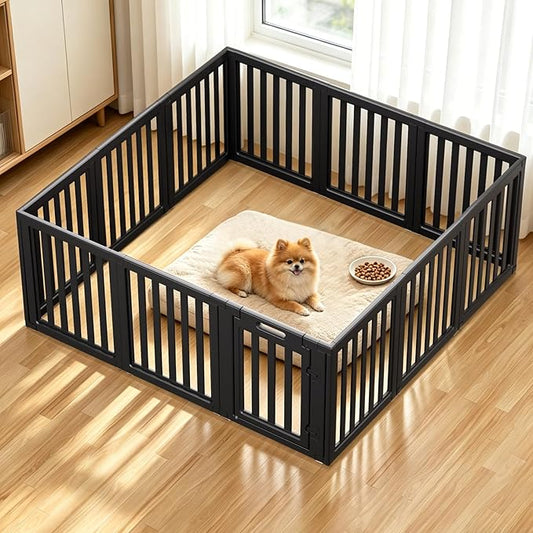 Dog Playpen, Clear Dog Pen, Dog Pen Indoor, Easy to Install and Remove Dog Play Pen, Puppy Playpen Suitable for Dogs, Cats,Dog Playpen Indoor (Black, 23.6 inch Height, 12 Panels)