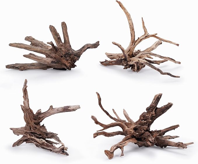 Kueiyang Hornwood Aquarium Driftwood 4pcs 12-16in Reptile Decor | Twisted branches; planted and reptile terrarium