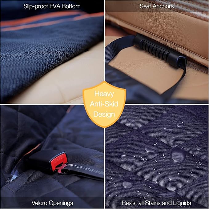 iBuddy Luxury Dog Car Seat Cover for Back Seat Breathable Mesh Window Dog Hammock for Car 4-Layer Heavy Duty Waterproof Pet Seat Protector Scratch-Proof Car Seat Cover Perfect for Family Road Trips