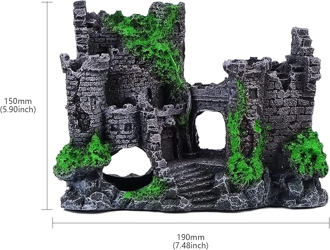Saim Large Resin Aquarium Castle Decor Vintage Fish Tank Supplies Accessories for Fish Hideout, Breeding Cave, Play & Rest