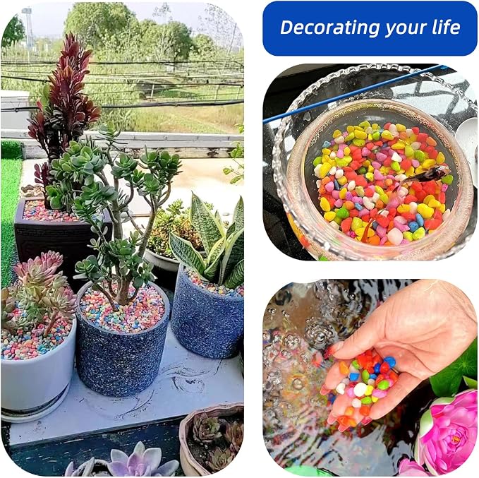 Blue Pebbles for Crafts, 0.9 Pound Natural Polished Aquarium Gravel, Decorative Pebbles for Indoor Plants, Turtle Tank, Vase, Succulents Cactus, Garden Landscaping