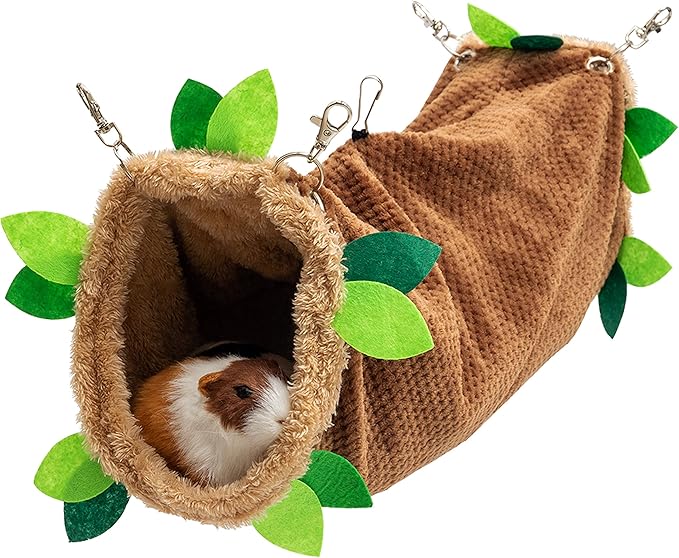 Guinea Pig Tunnel Hammock - Soft Fleece Rat Hammock Hideout for Hamster Ferret Chinchilla Hedgehog Squirrel Small Animals - Swing Pet Hammock House Habitat Cage Accessories for Playing Sleeping
