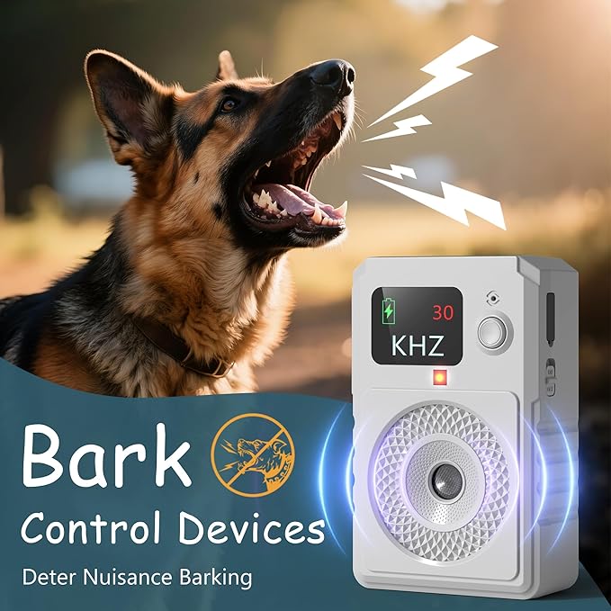 Anti Barking Devices, Ultrasonic Dog Bark Deterrent Devices, Dog Barking Control Device, Rechargeable Dog Silencer, Bark Box, Dog Barking Stopper for Dogs Training Indoor & Outdoor (White)