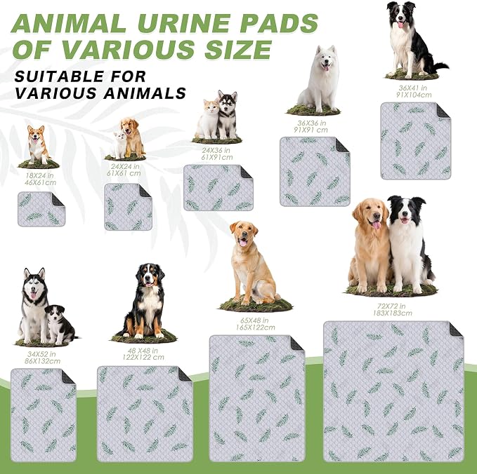 WanpeeGoo Washable Pee Pads for Dogs, 2Pack Reusable Puppy Pads, Super Absorbent & Leakproof Dog Pads, Anti-Slip Dog Pee Pads for Puppy Training & Incontinence, Leaf Pattern 24"x36"