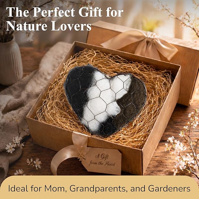 VELNORA Alpaca Fiber Nesting Heart – Hanging Natural Material for Outdoor Garden Birds, Safe & Cozy Habitat
