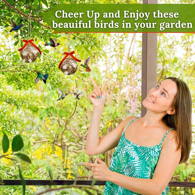 Hummingbird Nesters - Bird Nesting Material Holder for Wild Birds - Humming Bird House Materials Gifts for Bird Watching Nature Lovers - Refillable Outdoor Nesting Station to Build a Nest